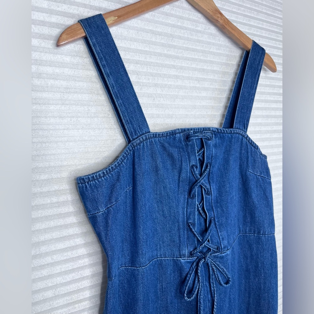 GAP Denim Women's Size 10 Blue Tank Corset Top Midi Dress Dark Wash NEW - Picture 3 of 14